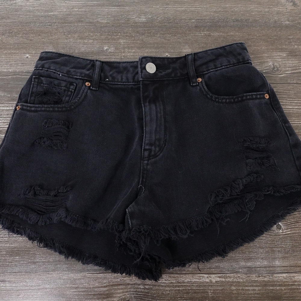 NWT PAC SUN PACSUN HIGH RISE FESTIVAL BLACK DISTRESSED DENIM JEANS WOMENS 25 NEW